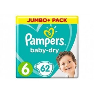 Pampers Baby Size 6 Jumbo+Pack, 13kg-18kg – 62 Pcs | Made in UK